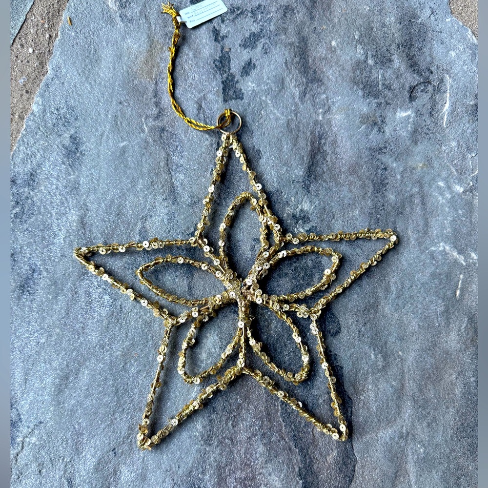 New🌟Anthropologie-Terrain Gold  Beaded Star Ornament